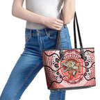 Personalised Aboriginal Barramundi Fish Leather Tote Bag Indigenous Dot Art - Dreamtime Spirit Animal