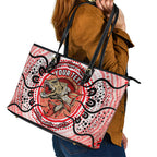 Personalised Aboriginal Barramundi Fish Leather Tote Bag Indigenous Dot Art - Dreamtime Spirit Animal