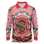 Personalised Aboriginal Barramundi Fish Long Sleeve Polo Shirt Indigenous Dot Art - Dreamtime Spirit Animal