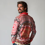 Personalised Aboriginal Barramundi Fish Long Sleeve Polo Shirt Indigenous Dot Art - Dreamtime Spirit Animal