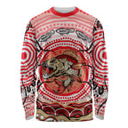 Personalised Aboriginal Barramundi Fish Long Sleeve Shirt Indigenous Dot Art - Dreamtime Spirit Animal