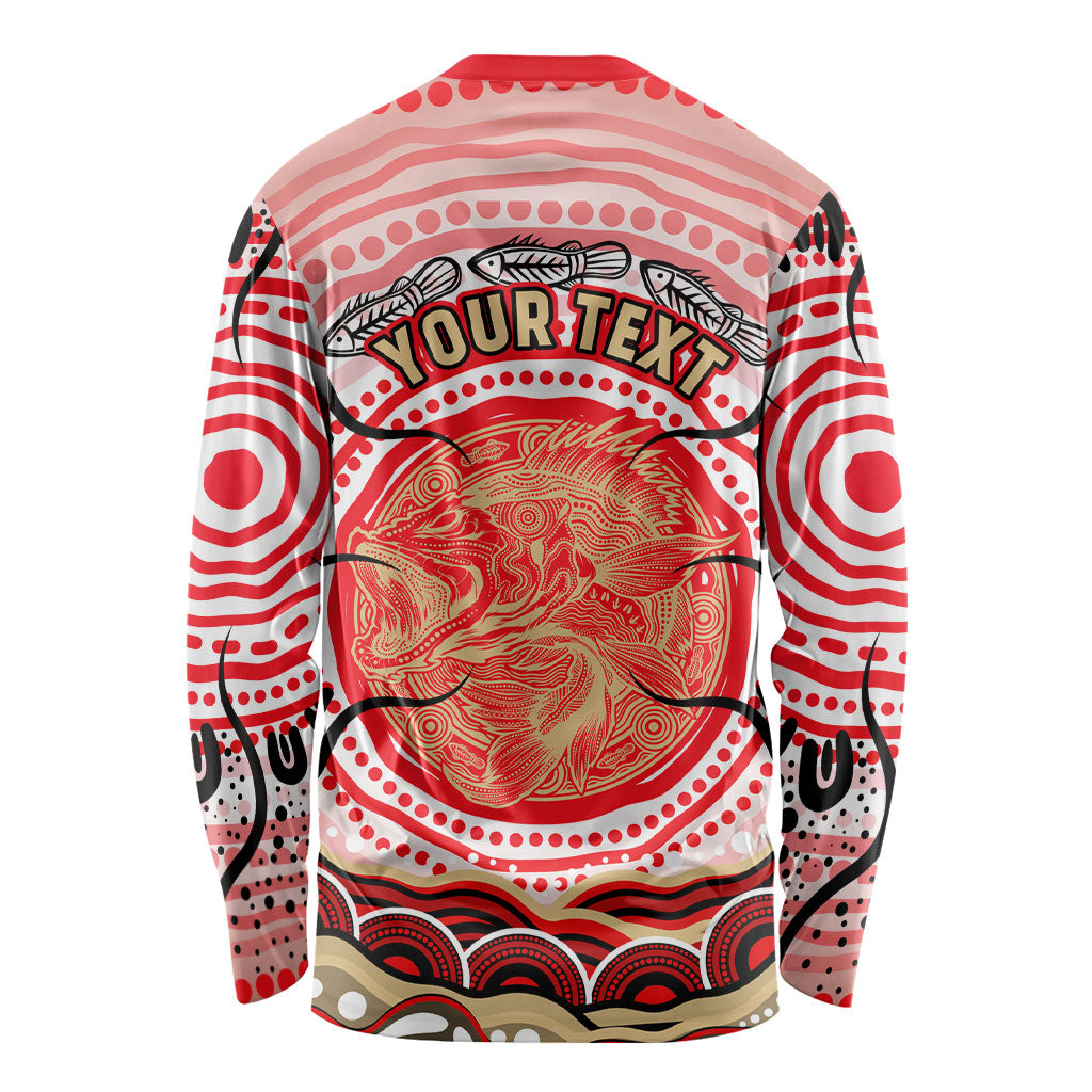 Personalised Aboriginal Barramundi Fish Long Sleeve Shirt Indigenous Dot Art - Dreamtime Spirit Animal