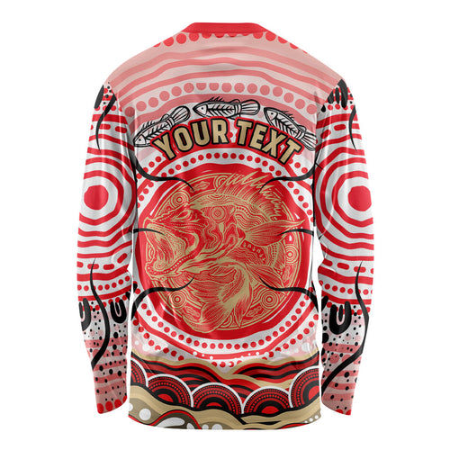Personalised Aboriginal Barramundi Fish Long Sleeve Shirt Indigenous Dot Art - Dreamtime Spirit Animal