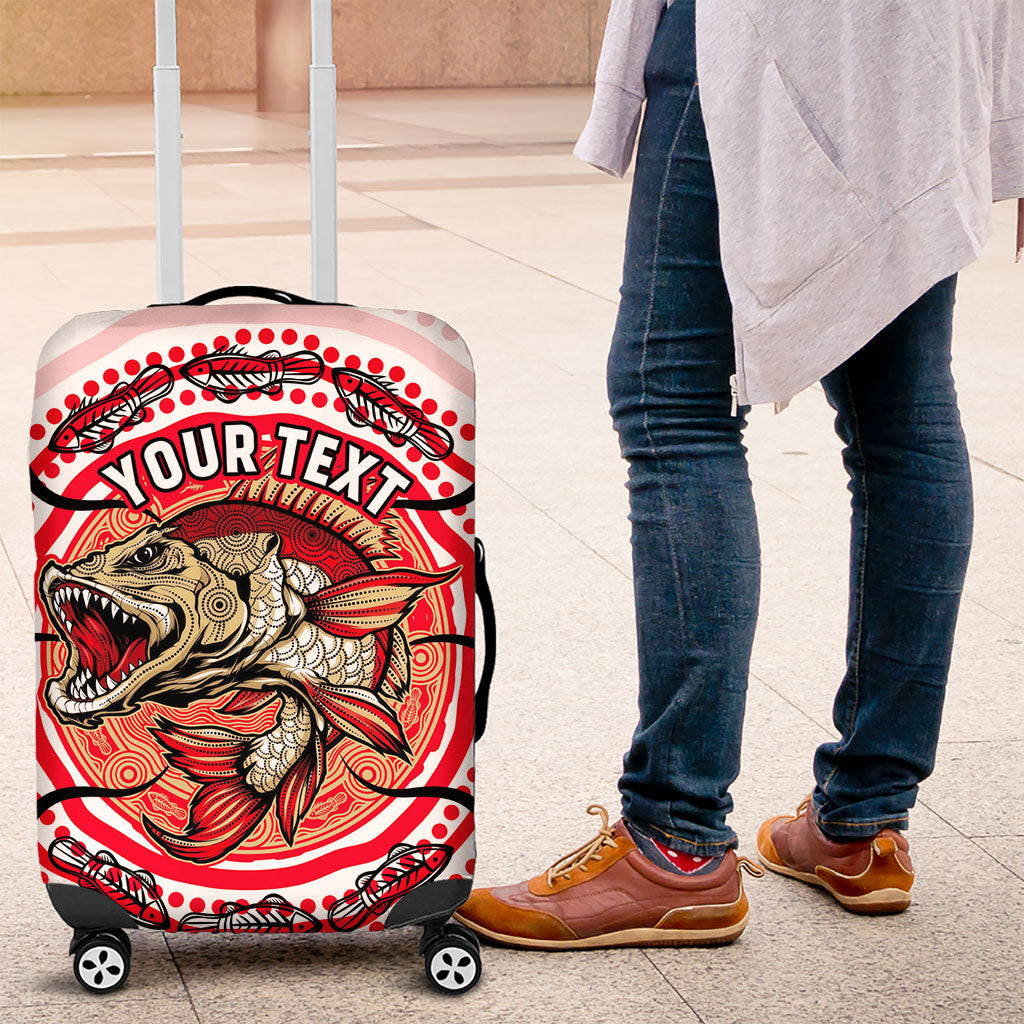 Personalised Aboriginal Barramundi Fish Luggage Cover Indigenous Dot Art - Dreamtime Spirit Animal