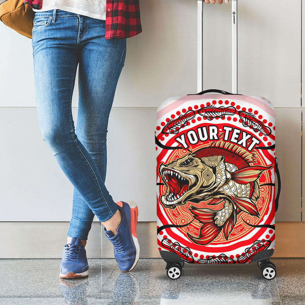 Personalised Aboriginal Barramundi Fish Luggage Cover Indigenous Dot Art - Dreamtime Spirit Animal