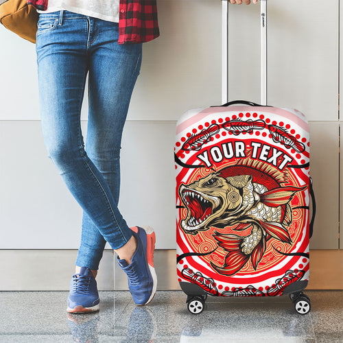 Personalised Aboriginal Barramundi Fish Luggage Cover Indigenous Dot Art - Dreamtime Spirit Animal