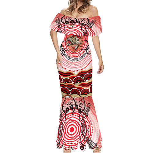 Personalised Aboriginal Barramundi Fish Mermaid Dress Indigenous Dot Art - Dreamtime Spirit Animal
