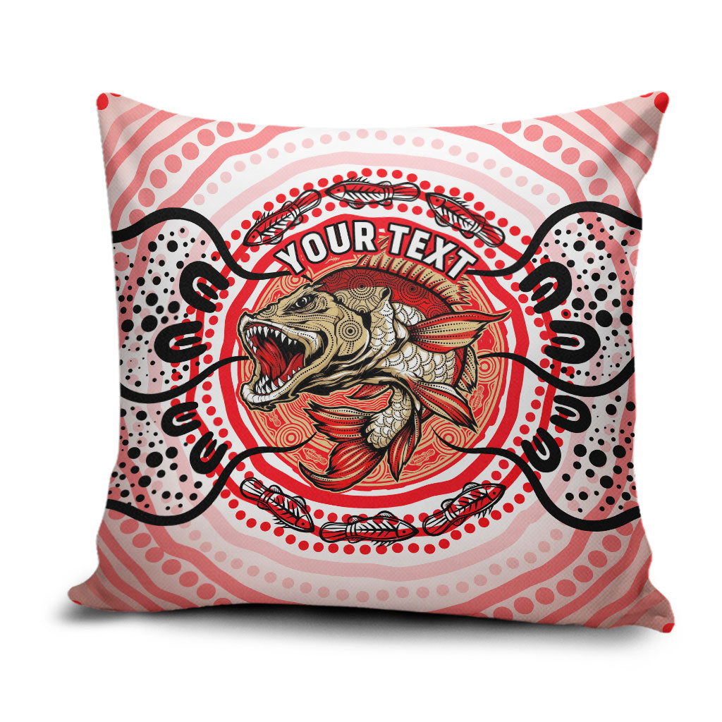 Personalised Aboriginal Barramundi Fish Pillow Cover Indigenous Dot Art - Dreamtime Spirit Animal