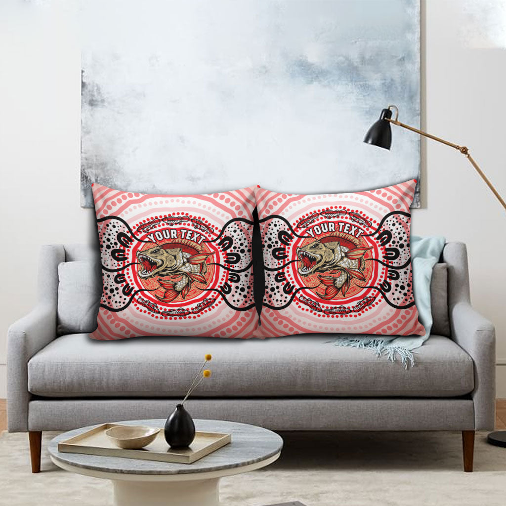 Personalised Aboriginal Barramundi Fish Pillow Cover Indigenous Dot Art - Dreamtime Spirit Animal