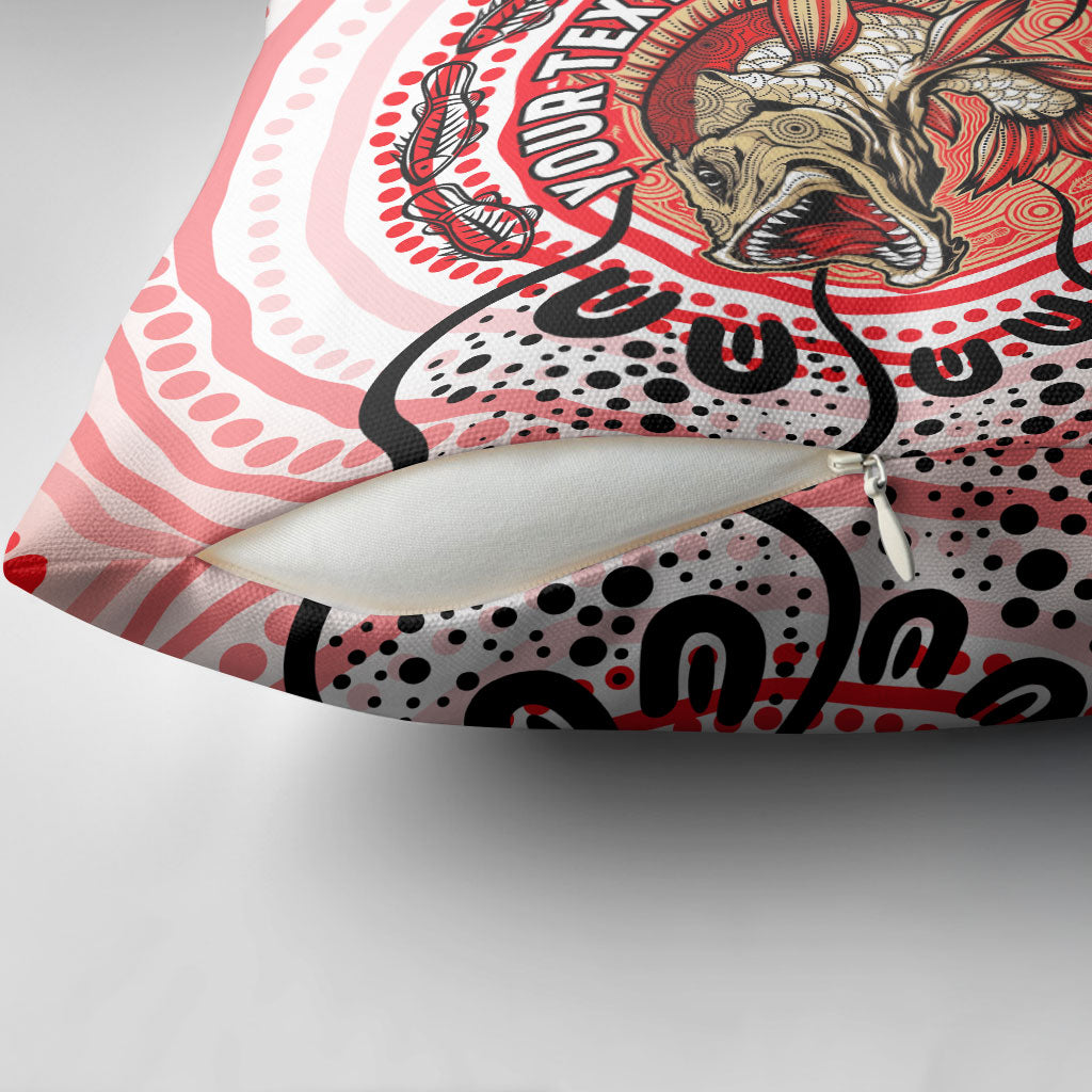 Personalised Aboriginal Barramundi Fish Pillow Cover Indigenous Dot Art - Dreamtime Spirit Animal