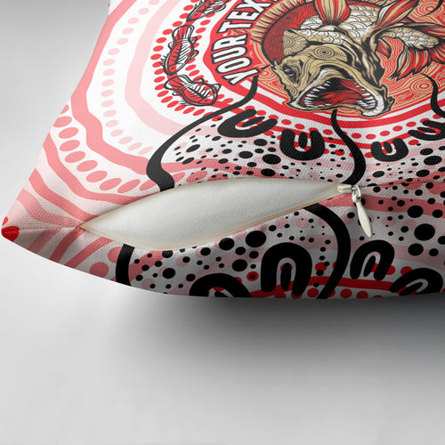 Personalised Aboriginal Barramundi Fish Pillow Cover Indigenous Dot Art - Dreamtime Spirit Animal