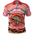 Personalised Aboriginal Barramundi Fish Polo Shirt Indigenous Dot Art - Dreamtime Spirit Animal