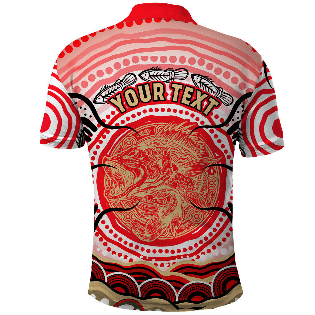 Personalised Aboriginal Barramundi Fish Polo Shirt Indigenous Dot Art - Dreamtime Spirit Animal