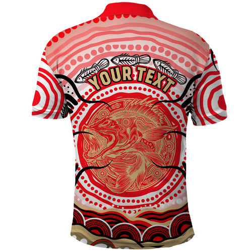 Personalised Aboriginal Barramundi Fish Polo Shirt Indigenous Dot Art - Dreamtime Spirit Animal