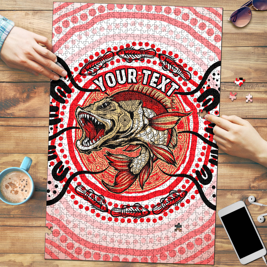 Personalised Aboriginal Barramundi Fish Puzzle Indigenous Dot Art - Dreamtime Spirit Animal