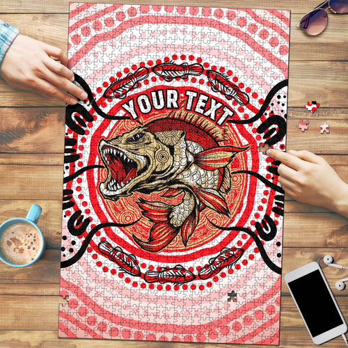 Personalised Aboriginal Barramundi Fish Puzzle Indigenous Dot Art - Dreamtime Spirit Animal