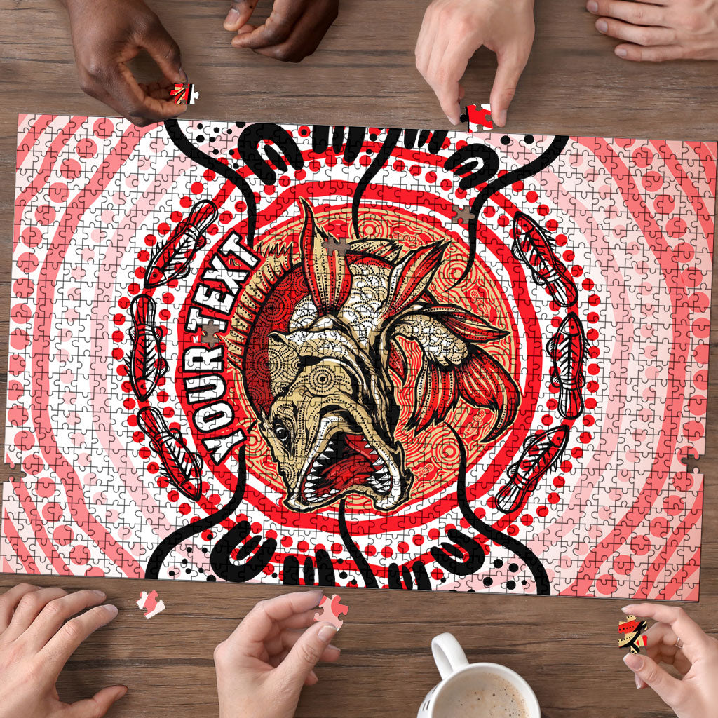 Personalised Aboriginal Barramundi Fish Puzzle Indigenous Dot Art - Dreamtime Spirit Animal