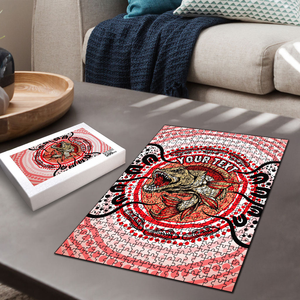 Personalised Aboriginal Barramundi Fish Puzzle Indigenous Dot Art - Dreamtime Spirit Animal