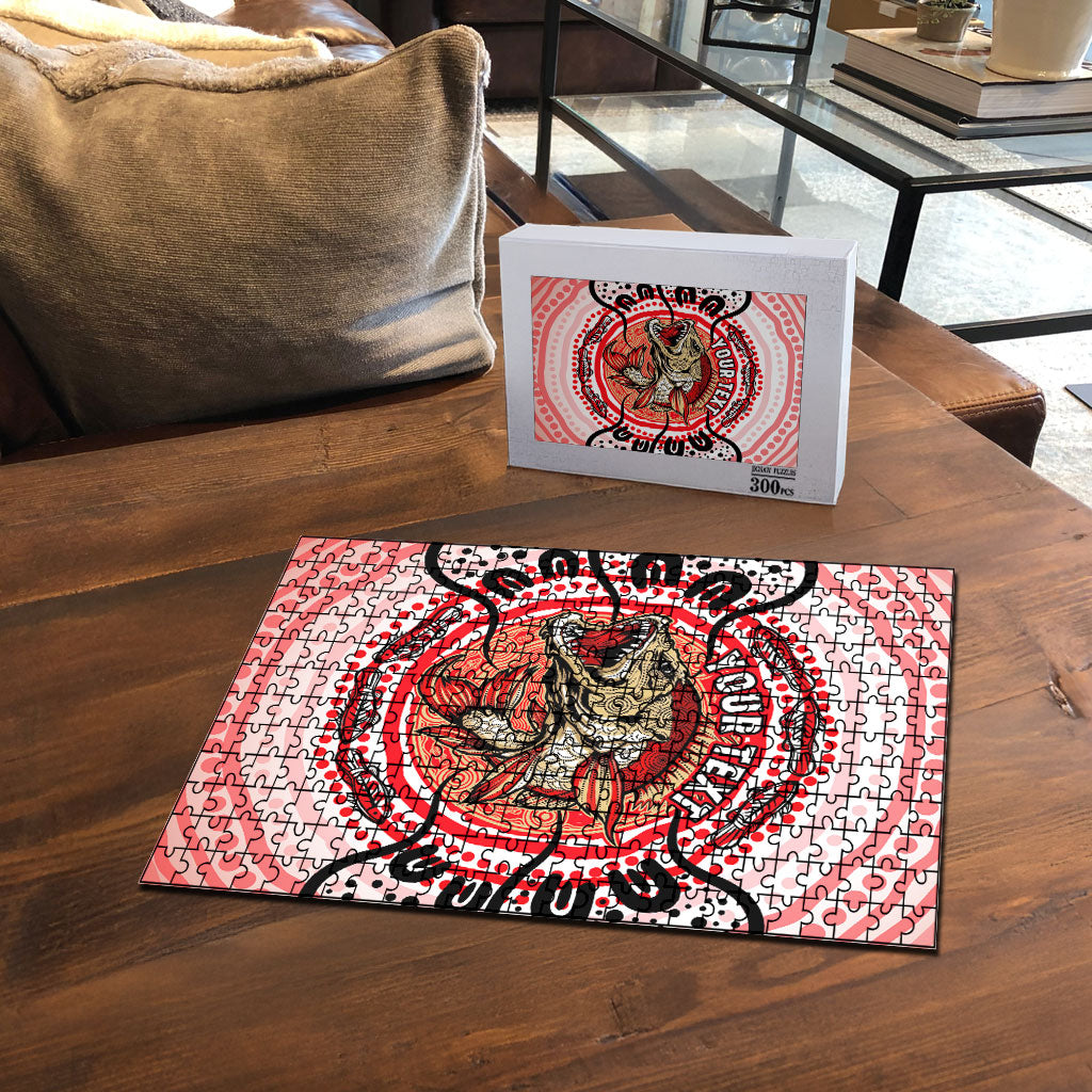 Personalised Aboriginal Barramundi Fish Puzzle Indigenous Dot Art - Dreamtime Spirit Animal