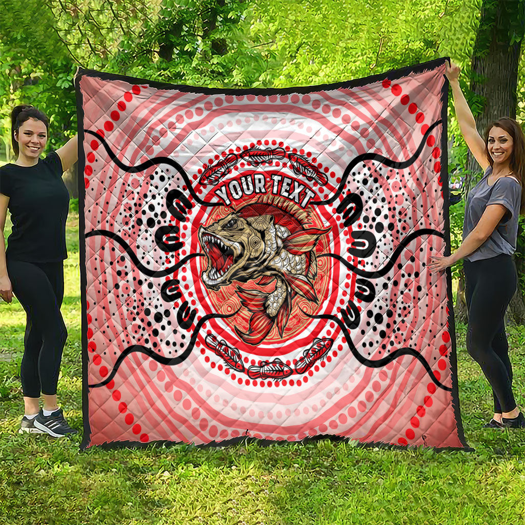 Personalised Aboriginal Barramundi Fish Quilt Indigenous Dot Art - Dreamtime Spirit Animal