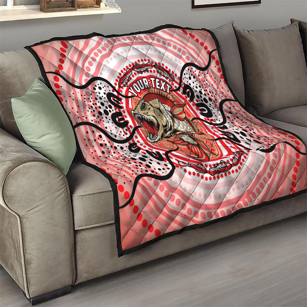Personalised Aboriginal Barramundi Fish Quilt Indigenous Dot Art - Dreamtime Spirit Animal