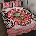 Personalised Aboriginal Barramundi Fish Quilt Bed Set Indigenous Dot Art - Dreamtime Spirit Animal