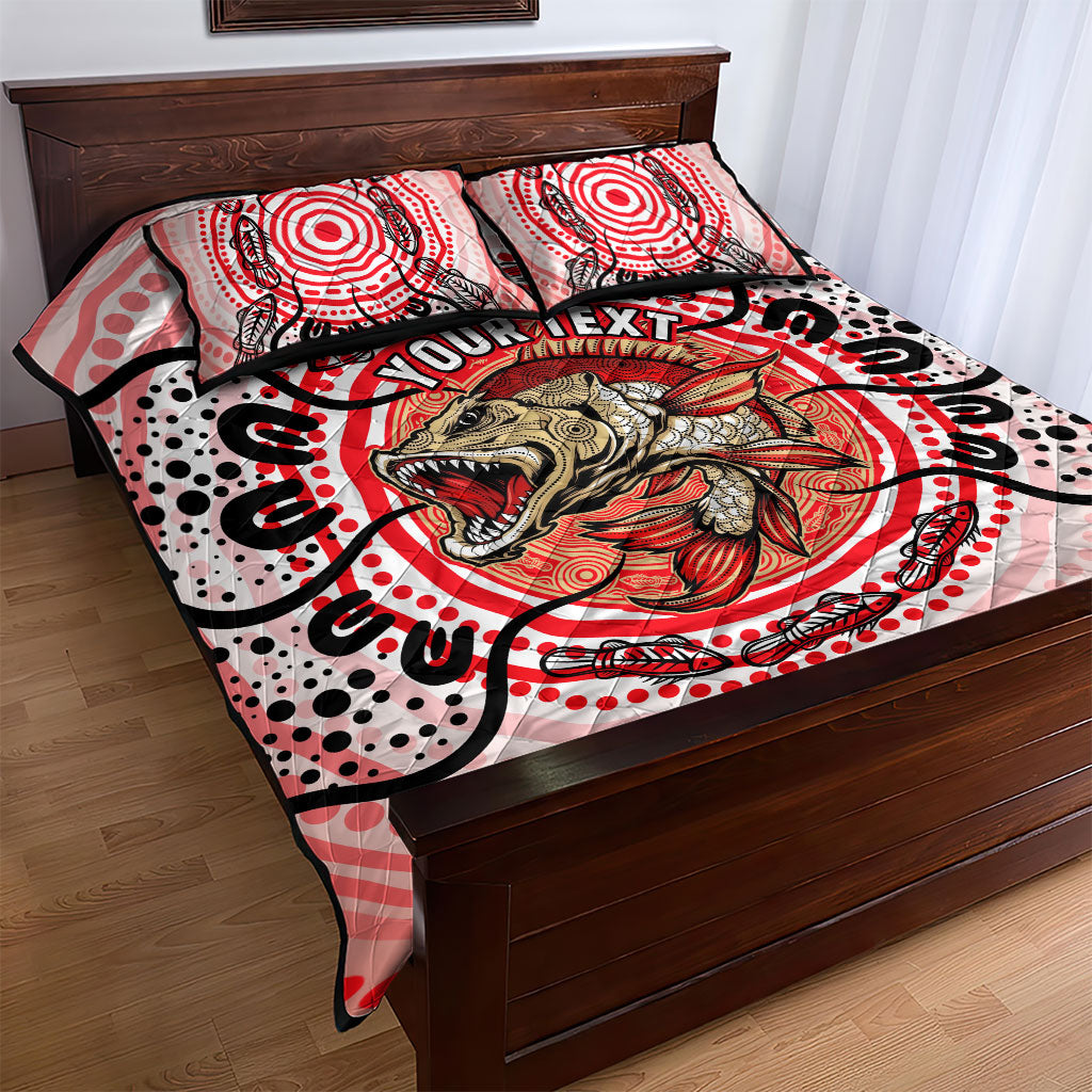 Personalised Aboriginal Barramundi Fish Quilt Bed Set Indigenous Dot Art - Dreamtime Spirit Animal