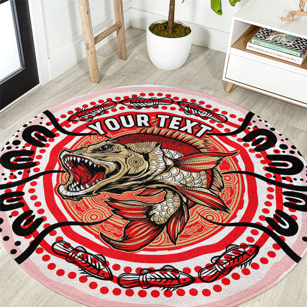 Personalised Aboriginal Barramundi Fish Round Carpet Indigenous Dot Art - Dreamtime Spirit Animal