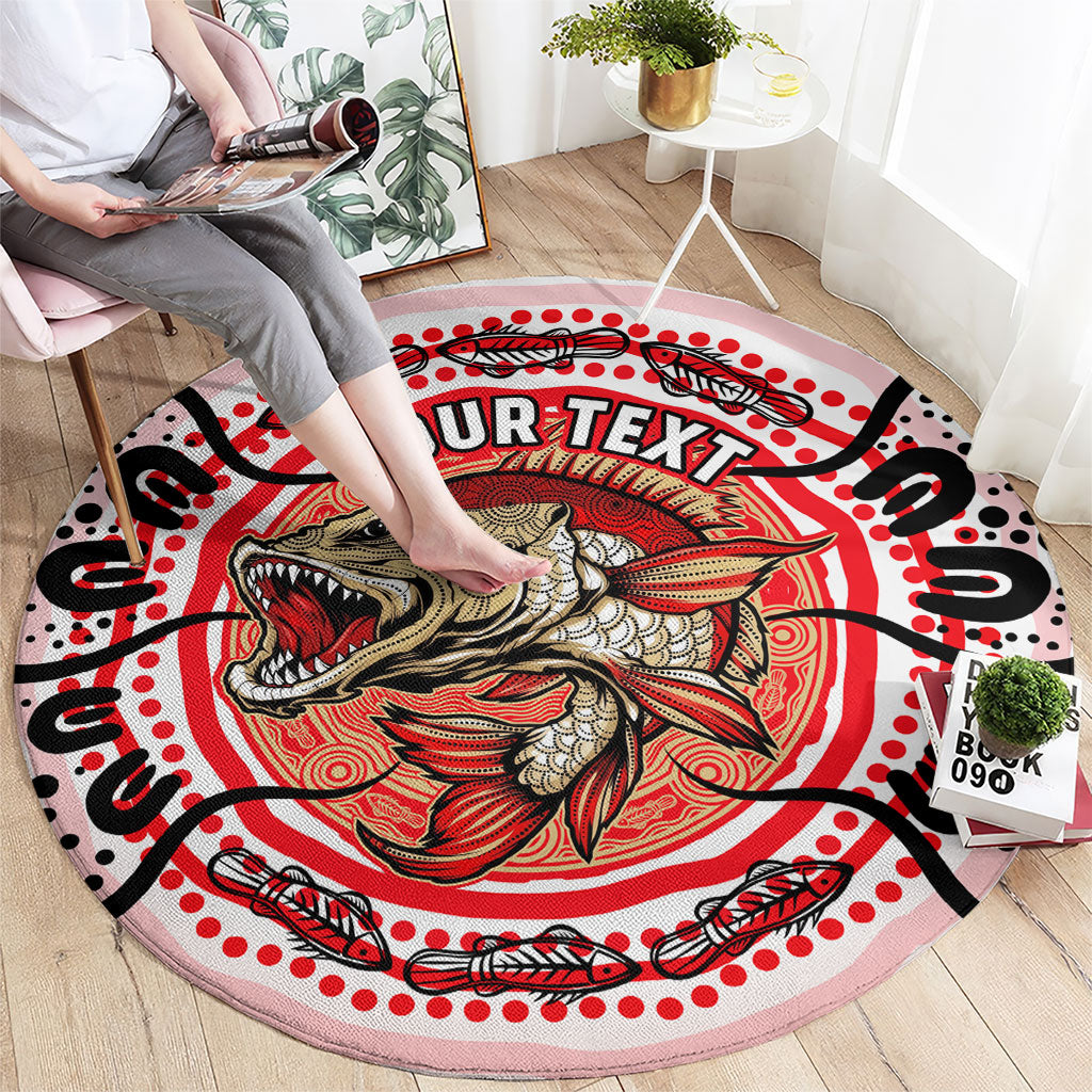 Personalised Aboriginal Barramundi Fish Round Carpet Indigenous Dot Art - Dreamtime Spirit Animal