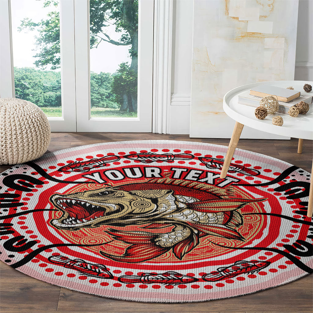 Personalised Aboriginal Barramundi Fish Round Carpet Indigenous Dot Art - Dreamtime Spirit Animal