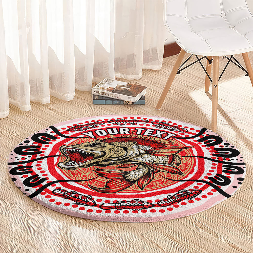 Personalised Aboriginal Barramundi Fish Round Carpet Indigenous Dot Art - Dreamtime Spirit Animal