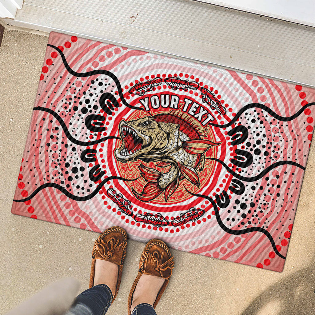 Personalised Aboriginal Barramundi Fish Rubber Doormat Indigenous Dot Art - Dreamtime Spirit Animal