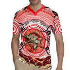 Personalised Aboriginal Barramundi Fish Rugby Jersey Indigenous Dot Art - Dreamtime Spirit Animal