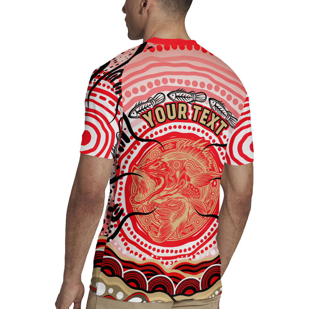 Personalised Aboriginal Barramundi Fish Rugby Jersey Indigenous Dot Art - Dreamtime Spirit Animal