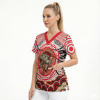 Personalised Aboriginal Barramundi Fish Scrub Top Indigenous Dot Art - Dreamtime Spirit Animal