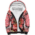 Personalised Aboriginal Barramundi Fish Sherpa Hoodie Indigenous Dot Art - Dreamtime Spirit Animal