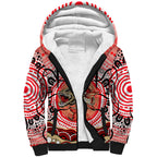 Personalised Aboriginal Barramundi Fish Sherpa Hoodie Indigenous Dot Art - Dreamtime Spirit Animal