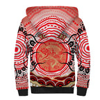 Personalised Aboriginal Barramundi Fish Sherpa Hoodie Indigenous Dot Art - Dreamtime Spirit Animal