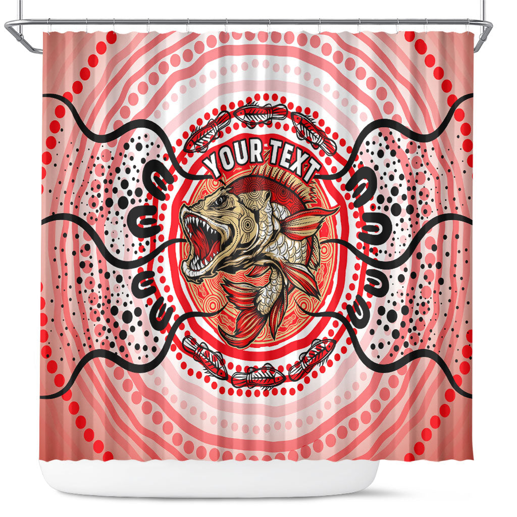 Personalised Aboriginal Barramundi Fish Shower Curtain Indigenous Dot Art - Dreamtime Spirit Animal