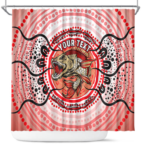 Personalised Aboriginal Barramundi Fish Shower Curtain Indigenous Dot Art - Dreamtime Spirit Animal