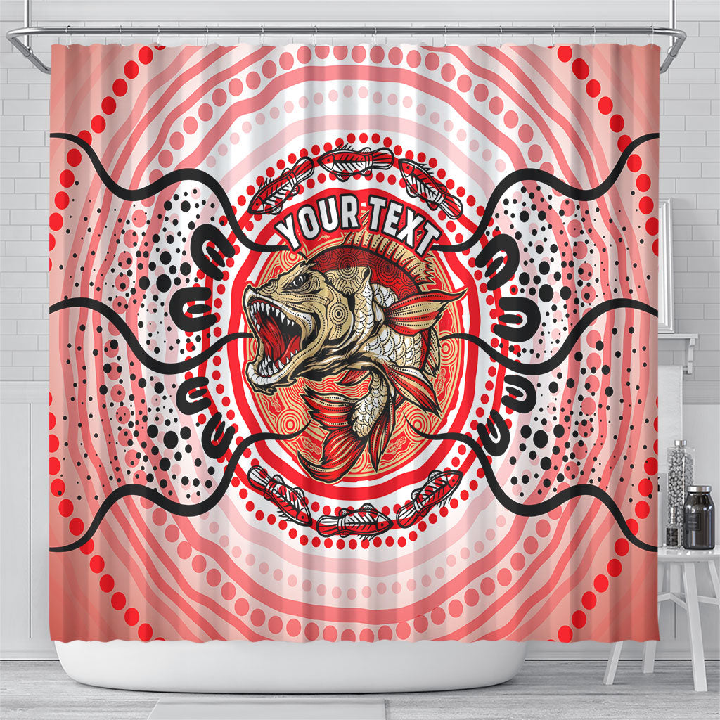 Personalised Aboriginal Barramundi Fish Shower Curtain Indigenous Dot Art - Dreamtime Spirit Animal