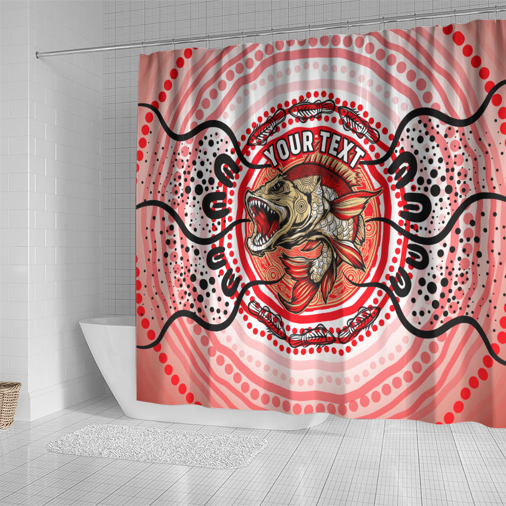 Personalised Aboriginal Barramundi Fish Shower Curtain Indigenous Dot Art - Dreamtime Spirit Animal