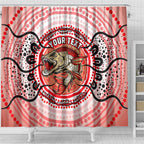 Personalised Aboriginal Barramundi Fish Shower Curtain Indigenous Dot Art - Dreamtime Spirit Animal