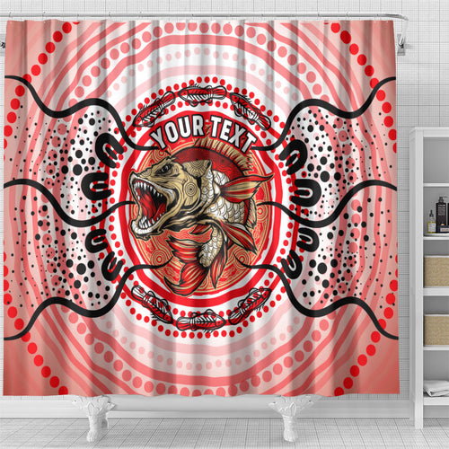 Personalised Aboriginal Barramundi Fish Shower Curtain Indigenous Dot Art - Dreamtime Spirit Animal