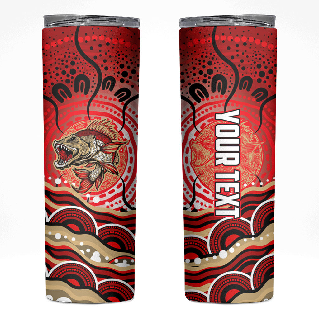 Personalised Aboriginal Barramundi Fish Skinny Tumbler Indigenous Dot Art - Dreamtime Spirit Animal