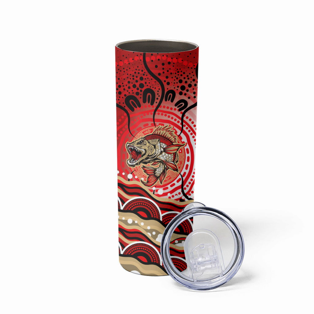 Personalised Aboriginal Barramundi Fish Skinny Tumbler Indigenous Dot Art - Dreamtime Spirit Animal