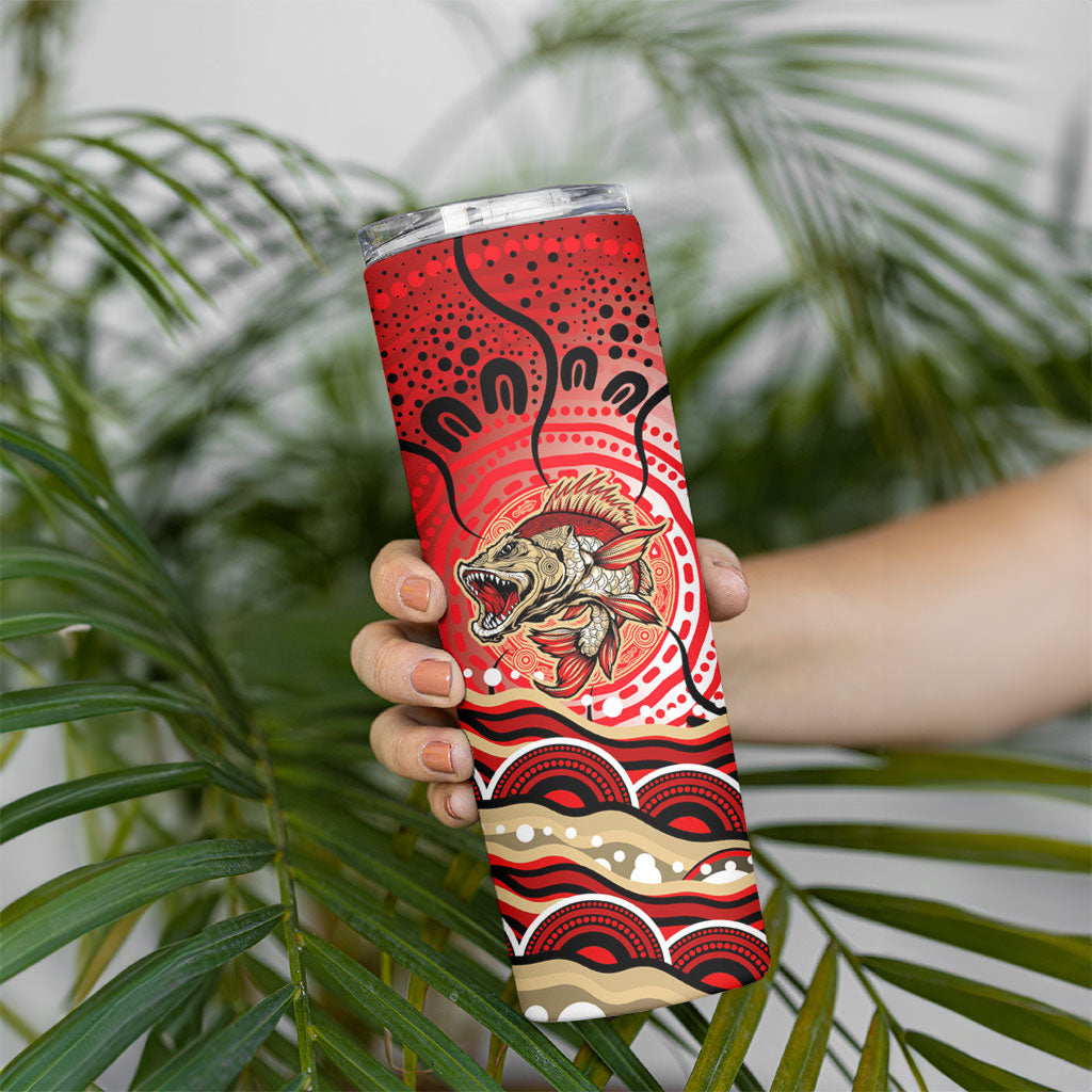 Personalised Aboriginal Barramundi Fish Skinny Tumbler Indigenous Dot Art - Dreamtime Spirit Animal