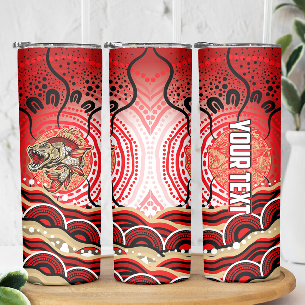 Personalised Aboriginal Barramundi Fish Skinny Tumbler Indigenous Dot Art - Dreamtime Spirit Animal