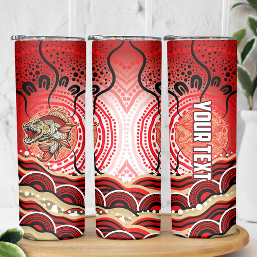 Personalised Aboriginal Barramundi Fish Skinny Tumbler Indigenous Dot Art - Dreamtime Spirit Animal