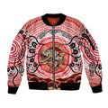 Personalised Aboriginal Barramundi Fish Sleeve Zip Bomber Jacket Indigenous Dot Art - Dreamtime Spirit Animal